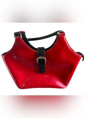 Beijo Vintage Voted Most Popular Red Patent Shoulder Bag with Black Trim